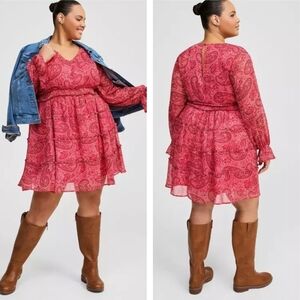 NWT Torrid Mini Lurex Chiffon Tiered Dress Size 3/3x